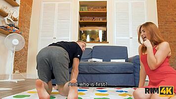 Unbelievable! Guy Joins Twister Game and Gets His Ass Licked by Redhead Girlfriend in Rim4k!