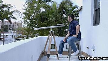 Neon Bikini Black Teen Bounces On Thick Surface