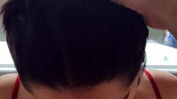 hey, check out white moon, that cute teen 18+ slut, deepthroating in front of the jacuzzi