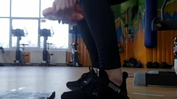 young 18+ girl shakes her ass in the gym shower