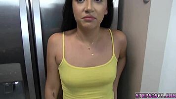 my annoying stepbro gets his first dp with a teen girl