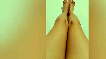 My hot stepsister films her sexy legs for a footjob orgasm on phone