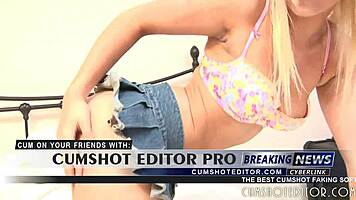 blonde teen strips for camera 😊