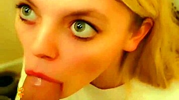 Teen Sucks Cock In Bathroom Mirror