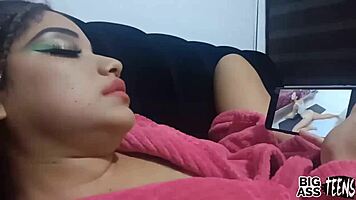 Teen amateur sucks cock and has sex with latina milf stepsister before university