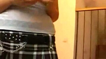 Does this hot busty brunette teen strip and rip her clothes before fucking?