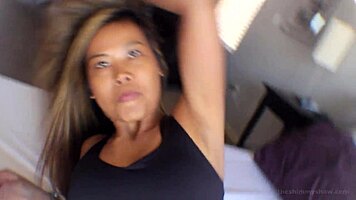 Sporty filipina runner fucks big black cock after workout