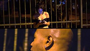 teh angel gets rough interracial cum in public