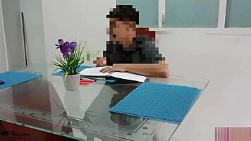 deepthroat facefuck with stepbrother's monster cock, bent over for cumshot