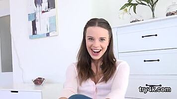 Natural Teen 18+ Sucks Penis in POV, WOW!