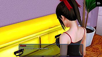 Intense deepthroat and anal action in harem hotel gameplay with monster cocks.