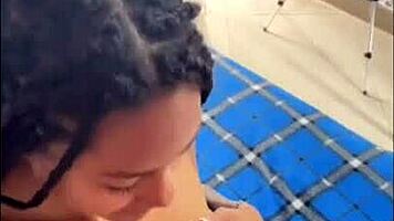 stunning venezuelan teen sucks massive black cock. gets fucked hard by monster dick.