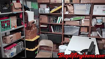 Shoplifter blows cop's cock in hidden cam reality fuck