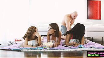 i got covered in jizz during this amateur teen group blowjob.