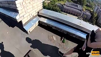 russian teen explores rooftop adventure