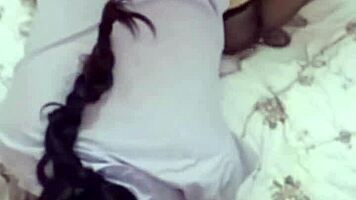 Black stockings girlfriend gets blowjob and doggy fucking