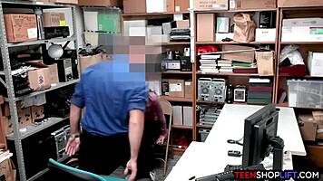 Petite Teen Shoplifter Sucks Hung Mall Cop's Cock