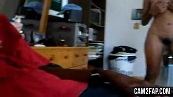 Young ebony teen reveals free pussy in ripped clothes