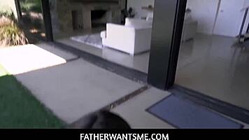 Cute Teen Angeline Red Swallows Stepdad's Huge Dick in Uniform!