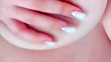 cute student bounces her big tits and plays with pussy on bed