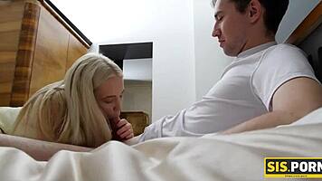 Slender Blonde Rides Stepbro's Cock!