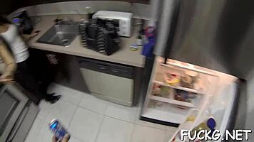 Intensely riding guy's cock on hidden spycam.