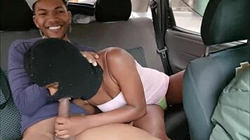 While hubby drove, I fucked his wife in the back, he watched.