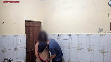 young couple having sex in a bar in public