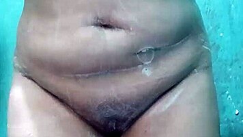 My busty stepmother touches herself so hot while bathing, damn!