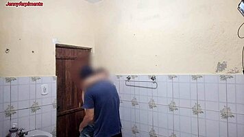 young couple having sex in a bar in public