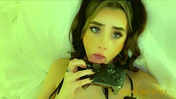 pov of sexy young amateur playing with shaved pussy and toys
