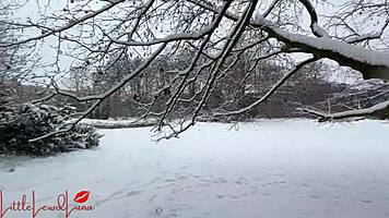 Asian Babe Luna Sucks BWC in Snowy Public Park, Nearly Caught in Action