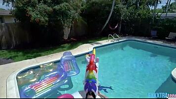 Pixie Joins Riley Jean And Logan Lucky At The Pool