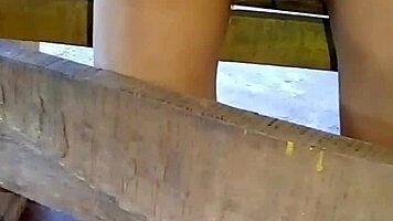 hidden upskirt of athletic colombian model in skirt