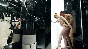 my stepsister loves fucking in the shower with that big cock 😏