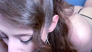 pov massive cum facial for goth babe in black lipstick deepthroat 😍