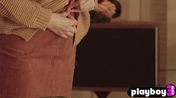 Sexy All-Natural Teen Gianna Dior Rips Clothes in Stockings Striptease for Playboy