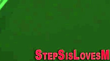 Petite girls licking snow cones with stepsis