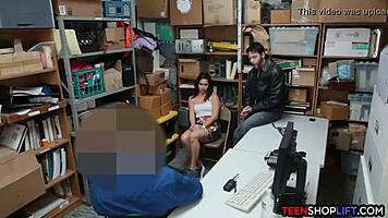 Teen Shoplifter Fucked by Security While Stepdad Watches