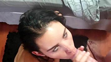 Look At This Cheap Whore Eating A Cum-Covered Banana!