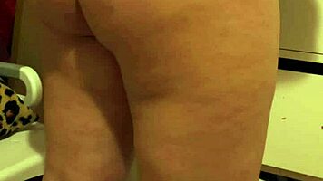 Chubby Young Woman Dresses in Panties and Jeans in Bedroom