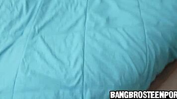 Horny stepsis wants to turn on stepbrother by showing her strings?
