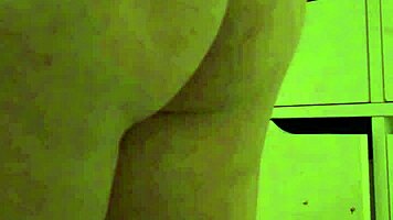 Chubby Young Woman Dresses in Panties and Jeans in Bedroom