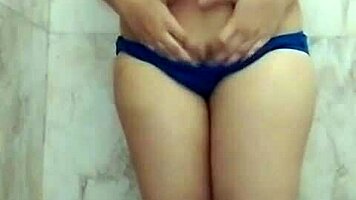 Hey, wanna watch my new girlfriend fingering in the bathroom?