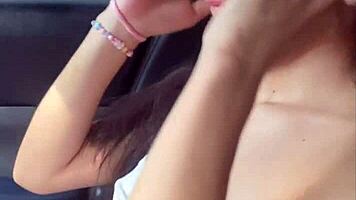 Young Cowgirl Moans While Receiving Cock In Public Car