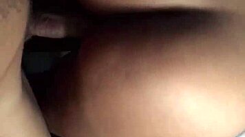 Young amateur with big ass bounces on big black cock in passionate encounter.