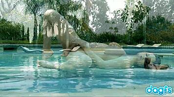 dagfs hot jenna j ross explores her pussy with bf by the pool, deepthroat and ass licking.