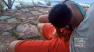 spying on skinny babe masturbating at nudist festival, then rough fuck