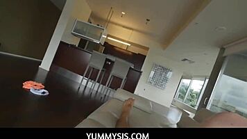 Desperate teen stepsis chloe cherry pleads stepbro to shut up