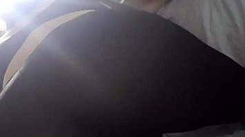 teen sucking cock while showing off her tight leggings ass